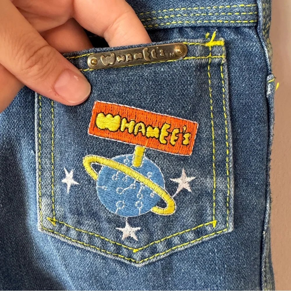 Whammie’s RARE Vintage 70s/80s Collectors Toddler Embroidered Space Jeans Size 5